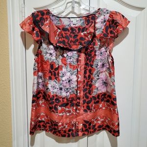 ANTHROPOLOGIE ODILLE Floral Paisley Print Silk Ru…